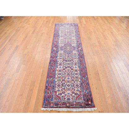 Persian Wool Hand Knotted Rug Ivory Red 3.0X10.3 -O080047