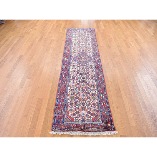 Persian Wool Hand Knotted Rug Ivory Red 3.0X10.3 -O080047