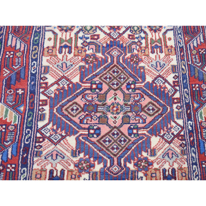 Persian Wool Hand Knotted Rug Ivory Red 3.0X10.3 -O080047