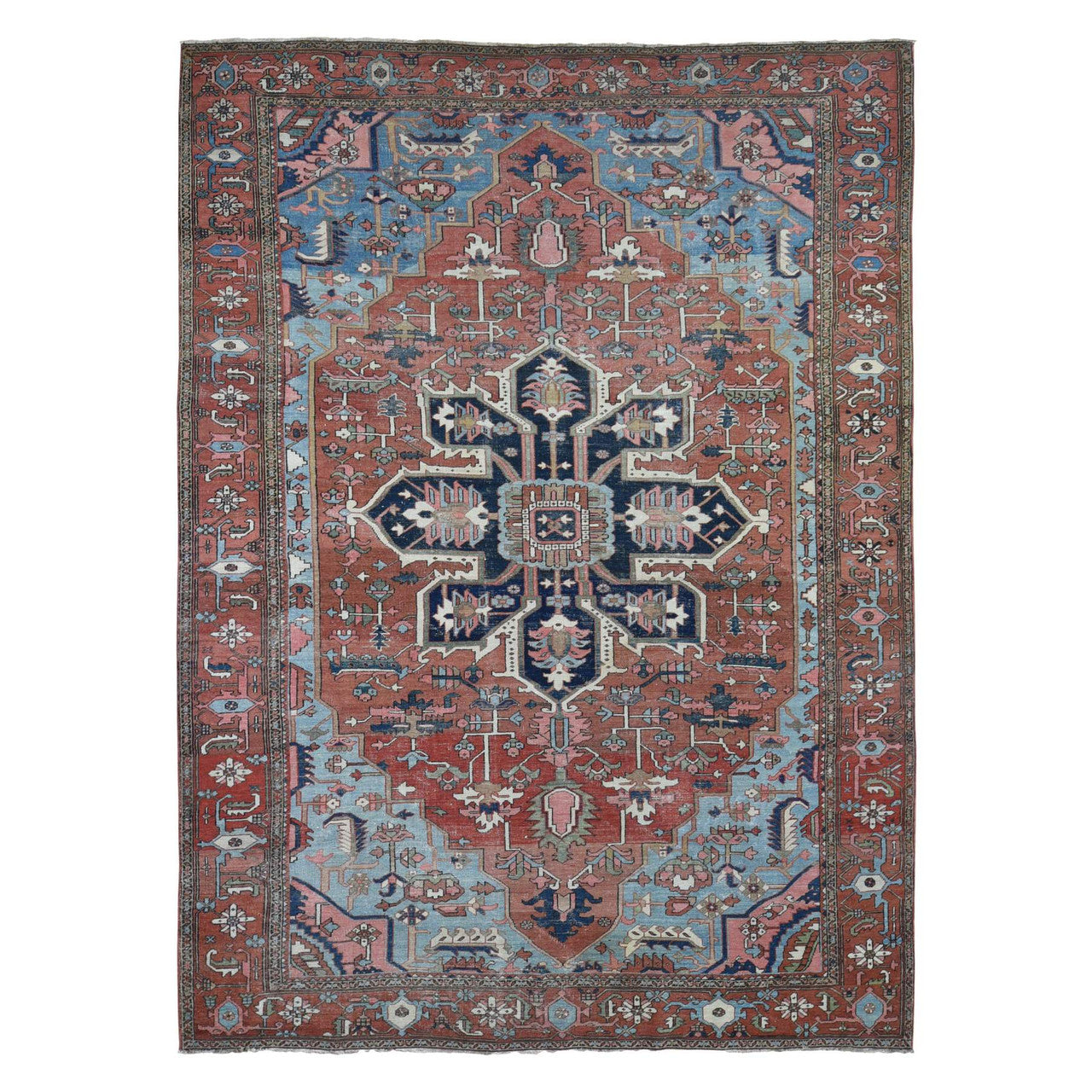 Antique Wool Hand Knotted Rug Red Terracotta Red 8.7X12.0 -O080052