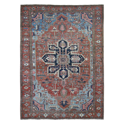 Antique Wool Hand Knotted Rug Red Terracotta Red 8.7X12.0 -O080052