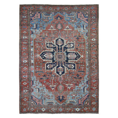 Antique Wool Hand Knotted Rug Red Terracotta Red 8.7X12.0 -O080052