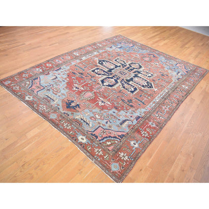 Antique Wool Hand Knotted Rug Red Terracotta Red 8.7X12.0 -O080052