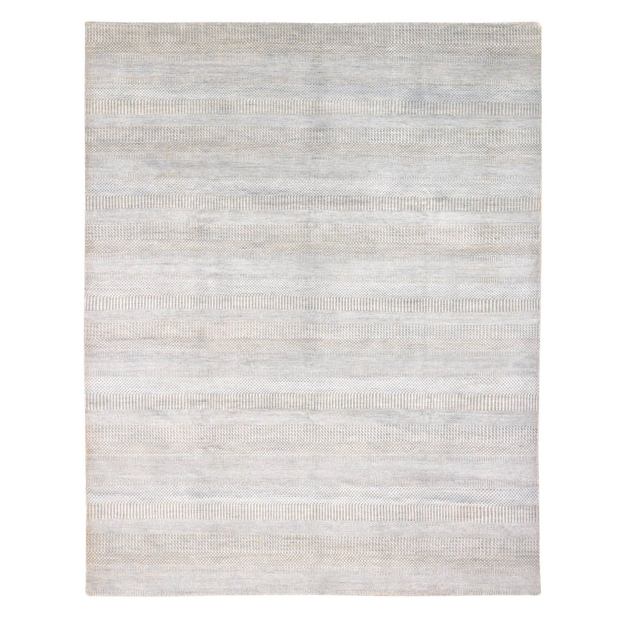 Gray 8'1" x 9'10" Modern and Contemporary Hand knotted Wool/Silk Rug - Sku: O080065