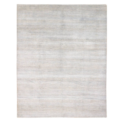 Modern and Contemporary Wool & Silk Hand Knotted Rug Grey No Border 8.1X9.10 -O080065