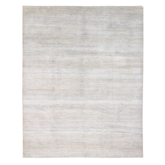 Modern and Contemporary Wool & Silk Hand Knotted Rug Grey No Border 8.1X9.10 -O080065