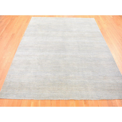 Modern and Contemporary Wool & Silk Hand Knotted Rug Grey No Border 8.1X9.10 -O080065