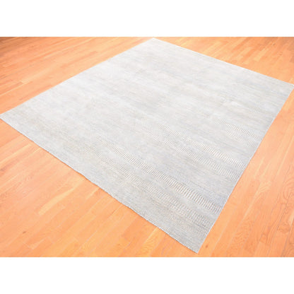 Modern and Contemporary Wool & Silk Hand Knotted Rug Grey No Border 8.1X9.10 -O080065