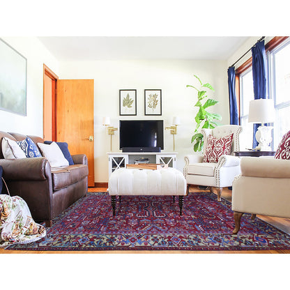 Heriz Wool Hand Knotted Rug Red Gold 7.4X9.9 -O080069