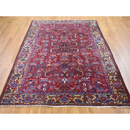 Heriz Wool Hand Knotted Rug Red Gold 7.4X9.9 -O080069