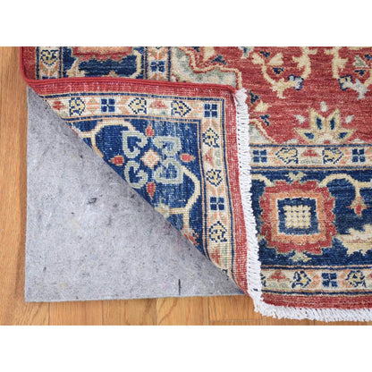 Oushak And Peshawar Wool Hand Knotted Rug Red Navy Blue 5.0X6.6 -O080078