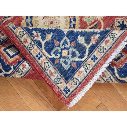 Oushak And Peshawar Wool Hand Knotted Rug Red Navy Blue 5.0X6.6 -O080078