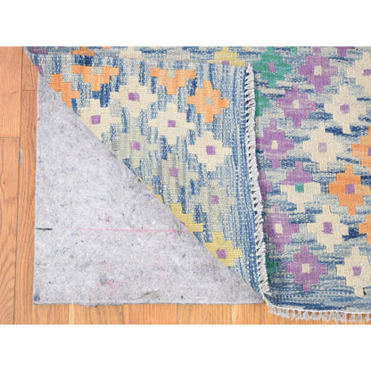 Tribal & Geometric Wool Hand Knotted Rug Blue No Border 10.3X13.2 -O080085