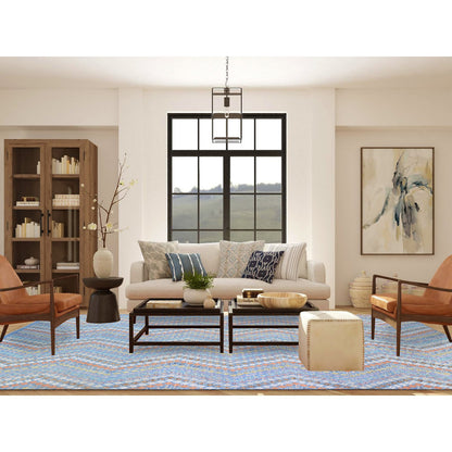 Tribal & Geometric Wool Hand Knotted Rug Blue No Border 10.3X13.3 -O080086