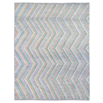 Tribal & Geometric Wool Hand Knotted Rug Grey No Border 10.3X13.5 -O080087