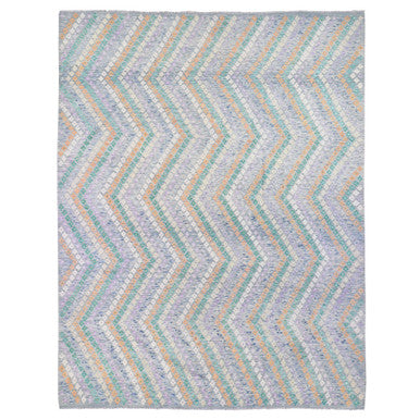 Tribal & Geometric Wool Hand Knotted Rug Grey No Border 10.3X13.5 -O080087