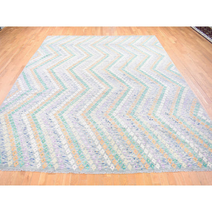 Tribal & Geometric Wool Hand Knotted Rug Grey No Border 10.3X13.5 -O080087