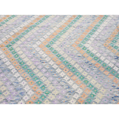 Tribal & Geometric Wool Hand Knotted Rug Grey No Border 10.3X13.5 -O080087