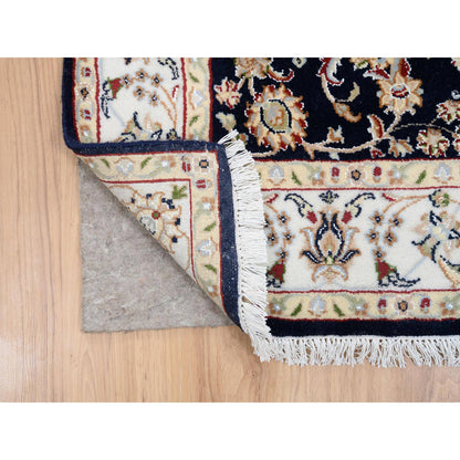 Fine Oriental Wool Hand Knotted Rug Blue Ivory 2.8X9.10 -O080089