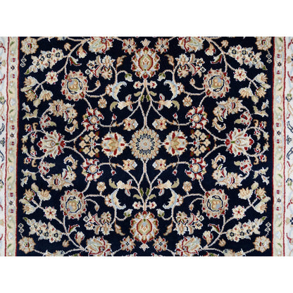 Fine Oriental Wool Hand Knotted Rug Blue Ivory 2.8X9.10 -O080089