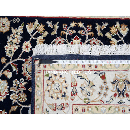 Fine Oriental Wool Hand Knotted Rug Blue Ivory 2.8X9.10 -O080089