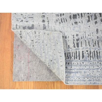 Transitional Wool & Silk Hand Knotted Rug Grey No Border 6.0X9.0 -O080096