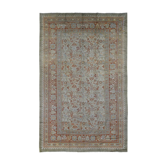 Antique Wool Hand Knotted Rug Beige Beige 8.7X14.10 -O080099