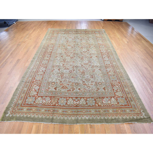 Antique Wool Hand Knotted Rug Beige Beige 8.7X14.10 -O080099