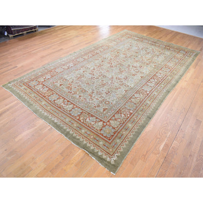 Antique Wool Hand Knotted Rug Beige Beige 8.7X14.10 -O080099