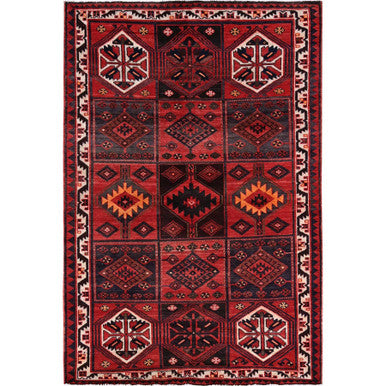 Overdyed & Vintage Wool Hand Knotted Rug Red 5.5x7.7 -O0800