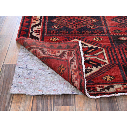 Overdyed & Vintage Wool Hand Knotted Rug Red 5.5x7.7 -O0800