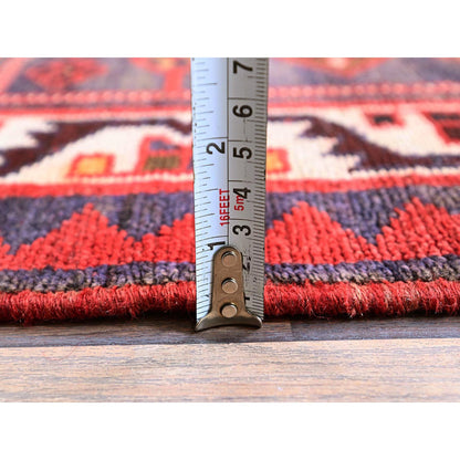 Overdyed & Vintage Wool Hand Knotted Rug Red 5.5x7.7 -O0800