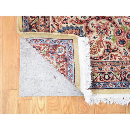 Antique Wool Hand Knotted Rug Yellow Ivory 11.5X15.9 -O080111