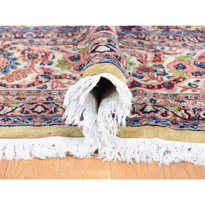 Antique Wool Hand Knotted Rug Yellow Ivory 11.5X15.9 -O080111
