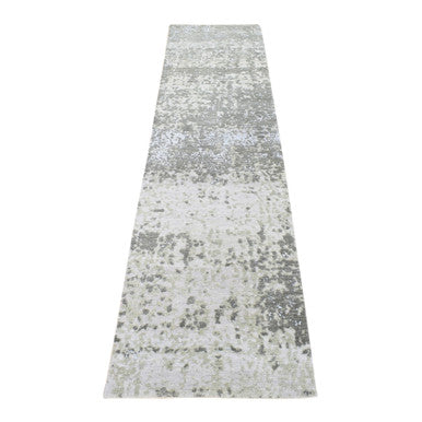 Modern and Contemporary Wool Hand Knotted Rug Grey No Border 2.6X10.4 -O080123