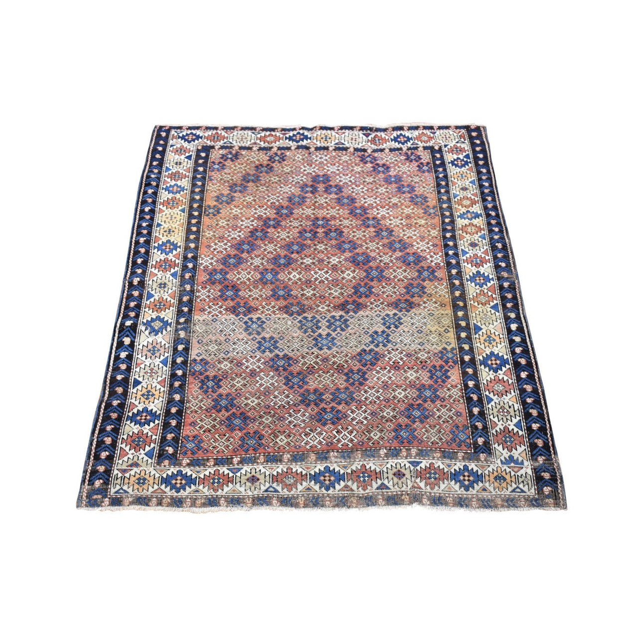 Kazak Wool Hand Knotted Rug Brown Ivory 3.9X4.8 -O080138