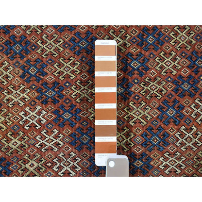 Kazak Wool Hand Knotted Rug Brown Ivory 3.9X4.8 -O080138