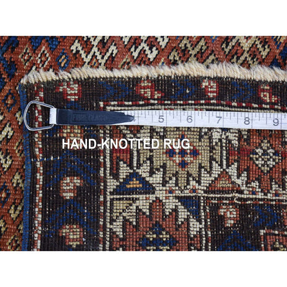 Kazak Wool Hand Knotted Rug Brown Ivory 3.9X4.8 -O080138