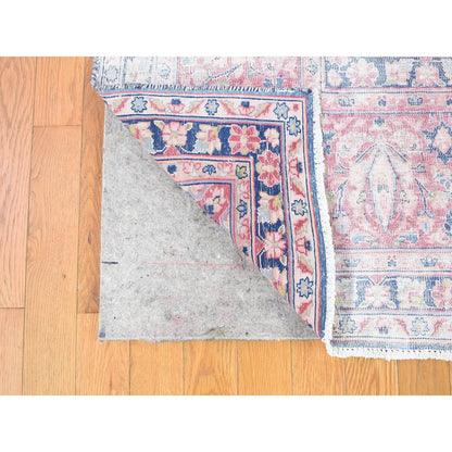 Overdyed & Vintage Wool Hand Knotted Rug Blue Red 10.0X12.10 -O080139