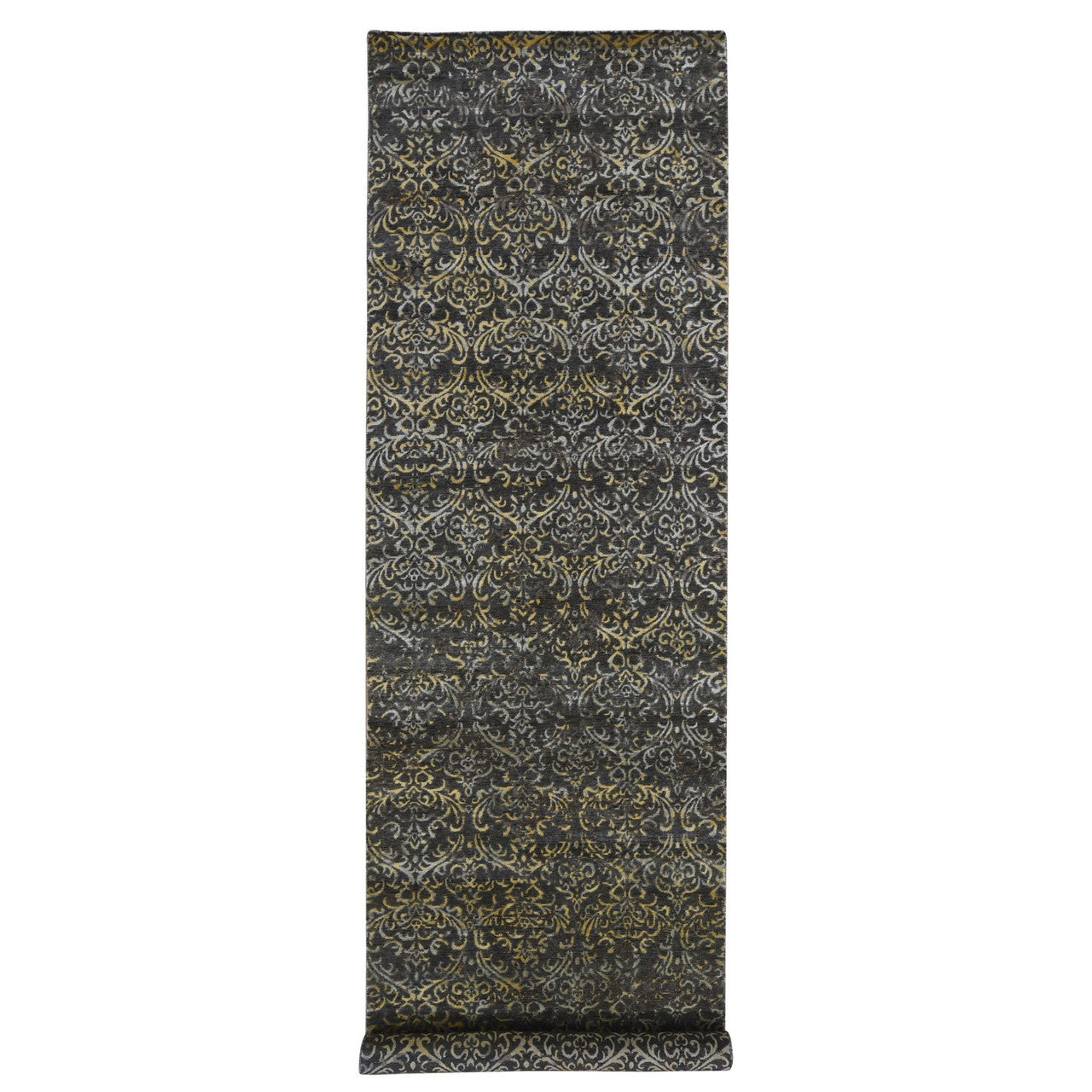 Brown 4'8" x 18'2" Modern and Contemporary Hand knotted Wool/Silk Rug - Sku: O080142