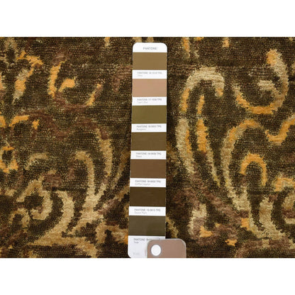 Modern and Contemporary Wool & Silk Hand Knotted Rug Brown No Border 4.8X18.2 -O080142