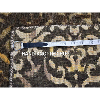 Modern and Contemporary Wool & Silk Hand Knotted Rug Brown No Border 4.8X18.2 -O080142