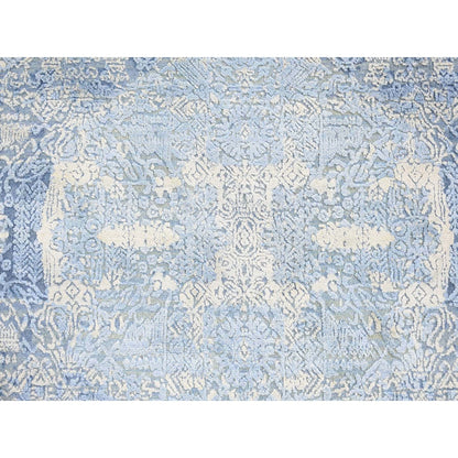 Modern and Contemporary Wool & Silk Hand Knotted Rug Blue No Border 6.0X6.0 -O080143