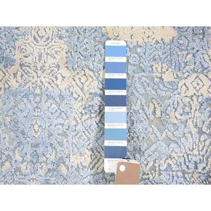 Modern and Contemporary Wool & Silk Hand Knotted Rug Blue No Border 6.0X6.0 -O080143