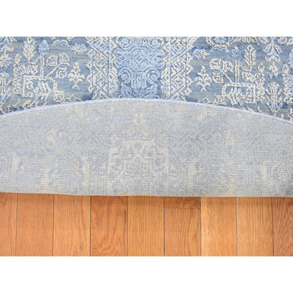 Modern and Contemporary Wool & Silk Hand Knotted Rug Blue No Border 6.0X6.0 -O080143