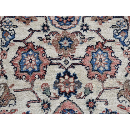 Persian Wool Hand Knotted Rug Ivory Red 2.7X6.8 -O080147
