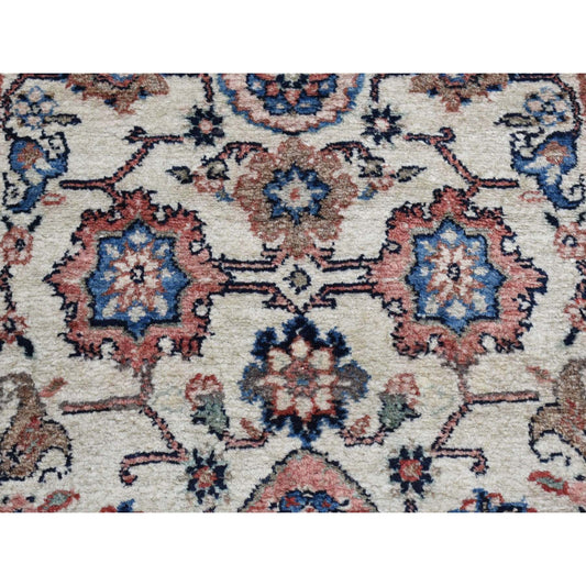 Persian Wool Hand Knotted Rug Ivory Red 2.7X6.8 -O080147