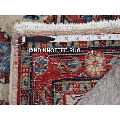 Persian Wool Hand Knotted Rug Ivory Red 2.7X6.8 -O080147