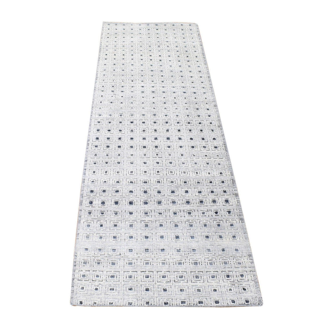 Ivory 2'8" x 8'1" Modern and Contemporary Hand knotted Wool/Silk Rug - Sku: O080149