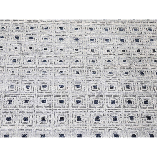 Modern and Contemporary Wool & Silk Hand Knotted Rug Ivory No Border 2.8X8.1 -O080149
